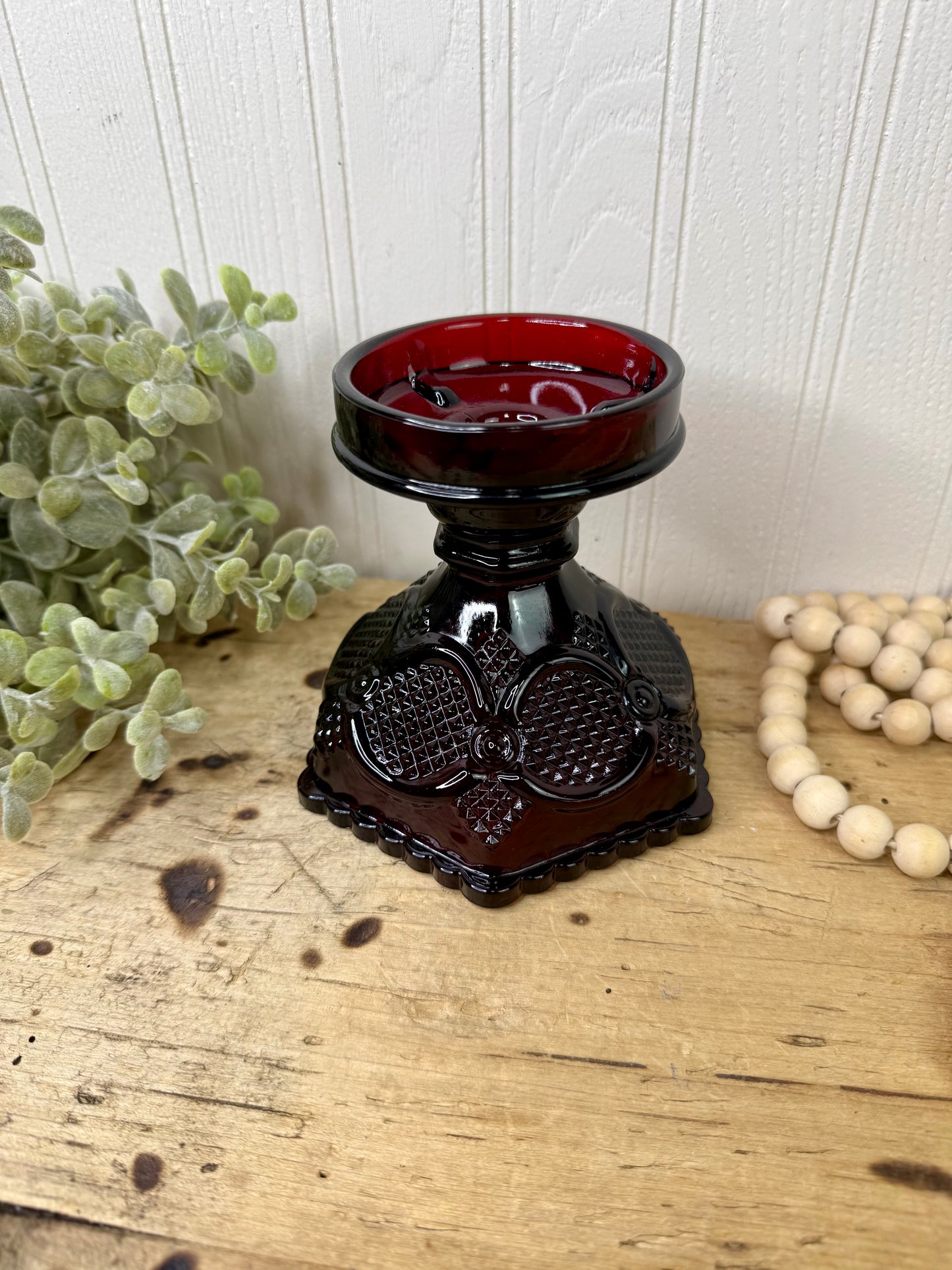 Vintage Avon Cape Cod Ruby Red Glass Hurricane Lamp Base
