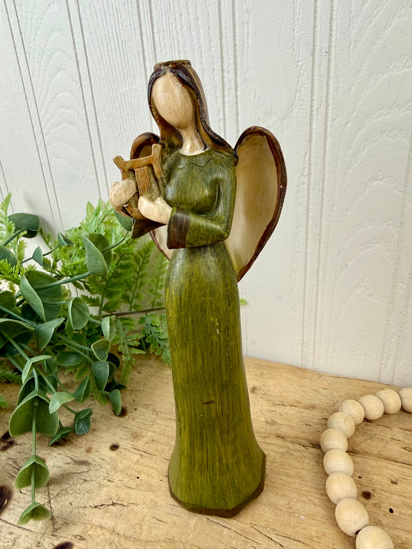 Vintage Green Angel Figurine