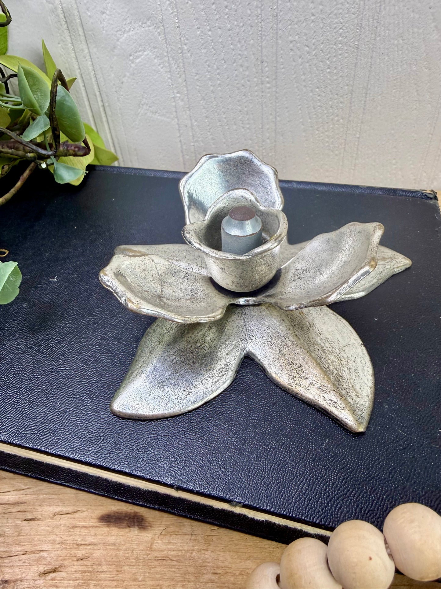 Vintage Brass Lotus Flower with Silver Finish