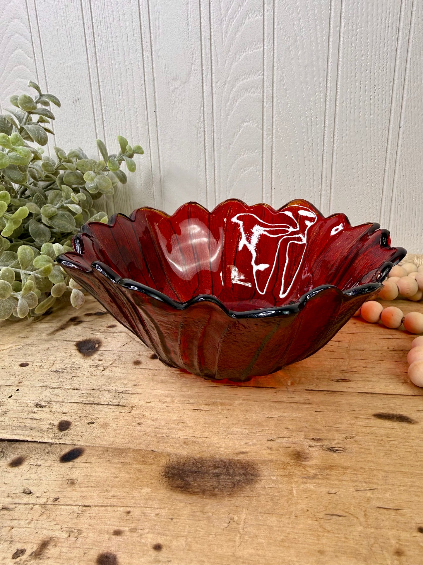 Vintage Indiana Glass Sunflower Pattern Red Bowl