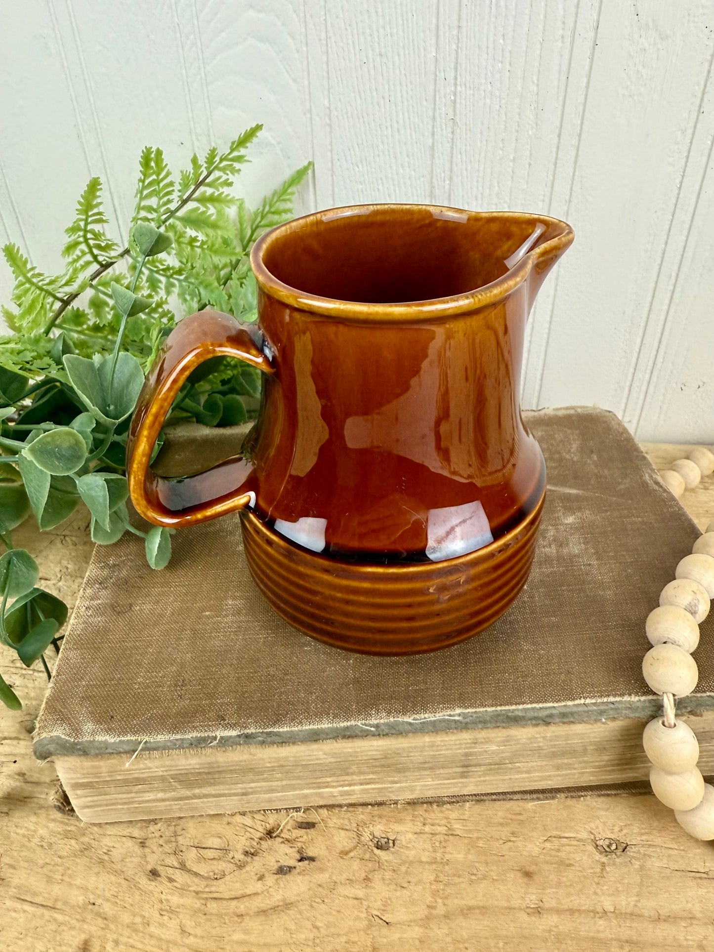 Vintage Brown Stoneware Creamer