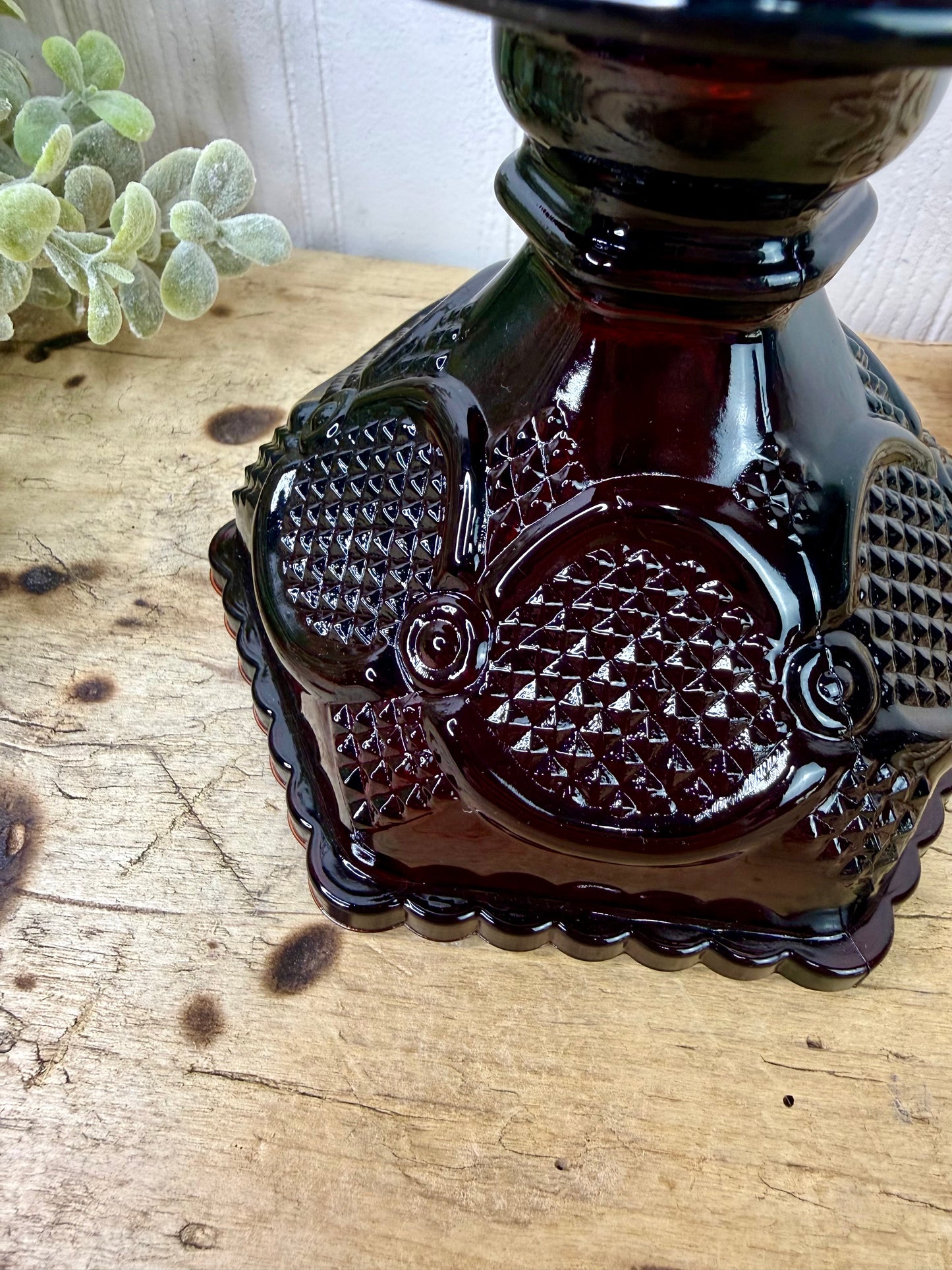Vintage Avon Cape Cod Ruby Red Glass Hurricane Lamp Base