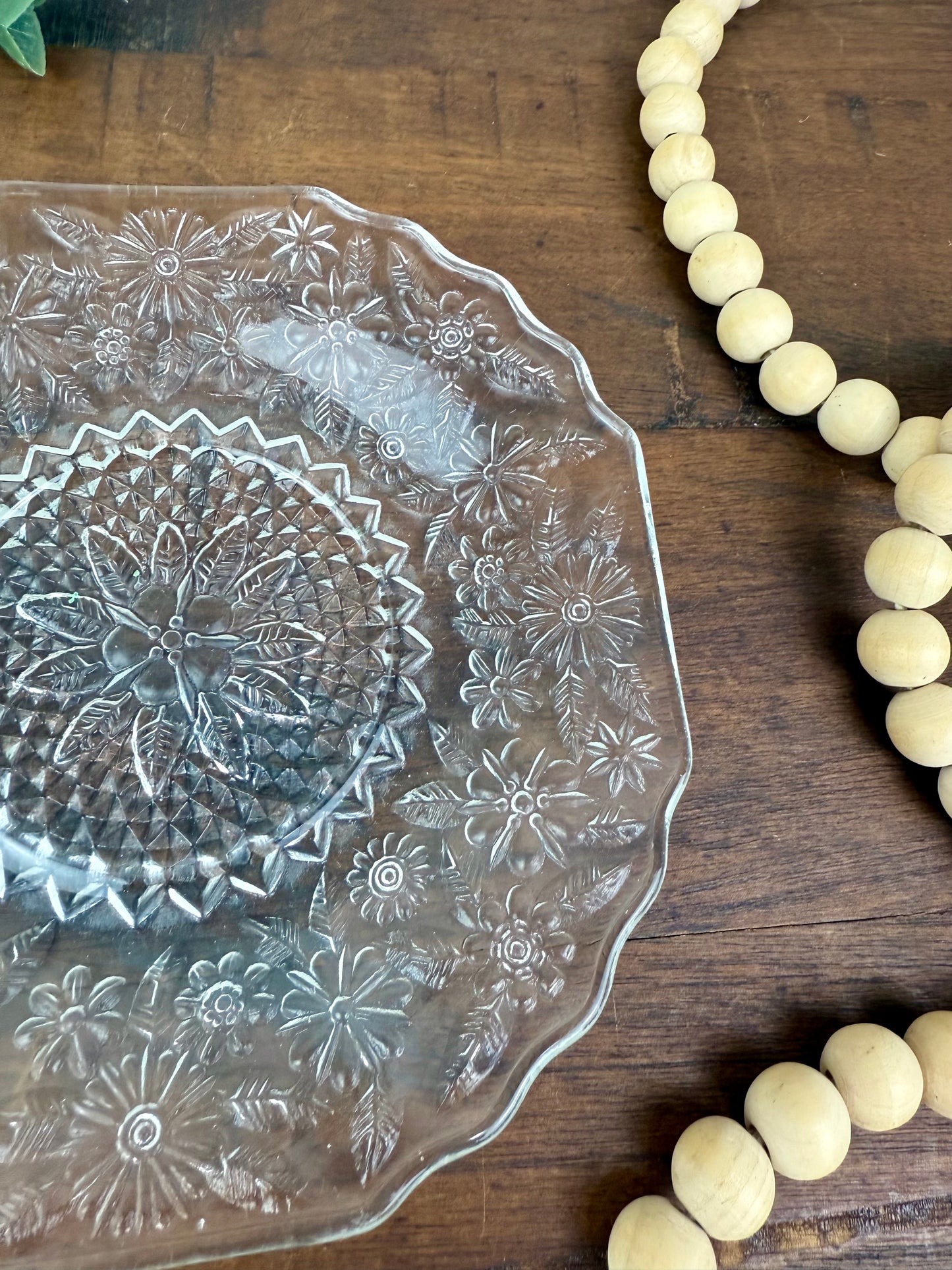 Vintage Anchor Hocking "Pineapple and Floral" Glass Bread & Butter Plate