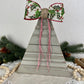 Upcycled Vintage Trim Beige Large Christmas Tree with Handmade Bow