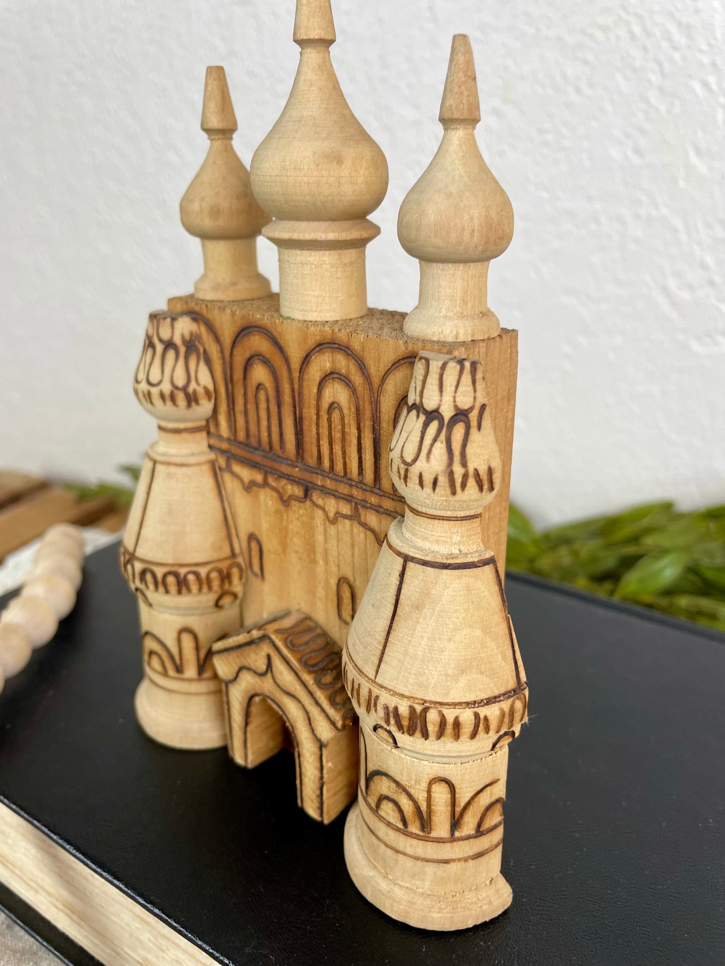 Vintage Wooden Cathedral Figurine