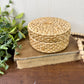 Vintage Wicker Coaster Set with Holding Case