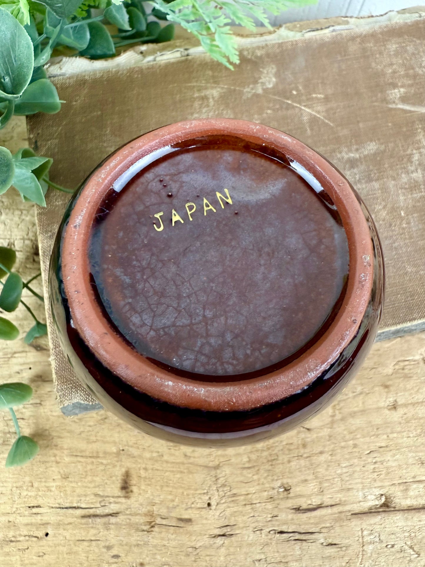 Vintage Japanese Moriage Redware Hand Painted Bowl