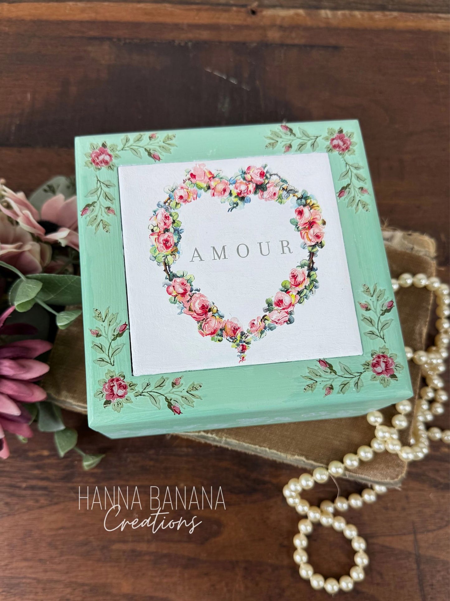 Upcycled Painted Mint Trinket Box