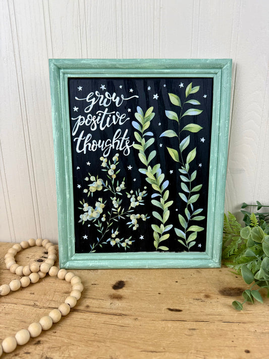 Handmade Upcycled Wall Art- Grow Positive Thoughts