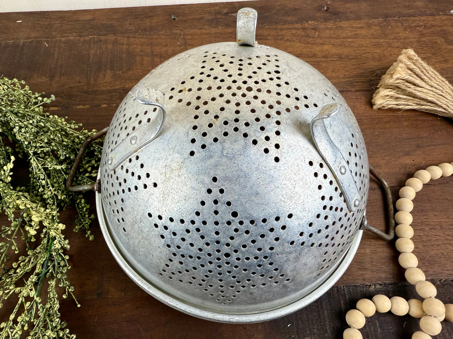 Vintage Aluminum Star Patterned Colander