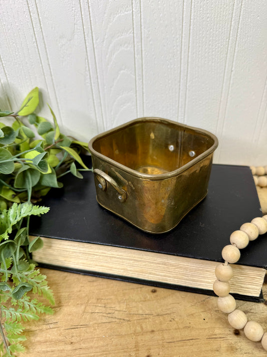 Vintage Brass Square Container with Handles