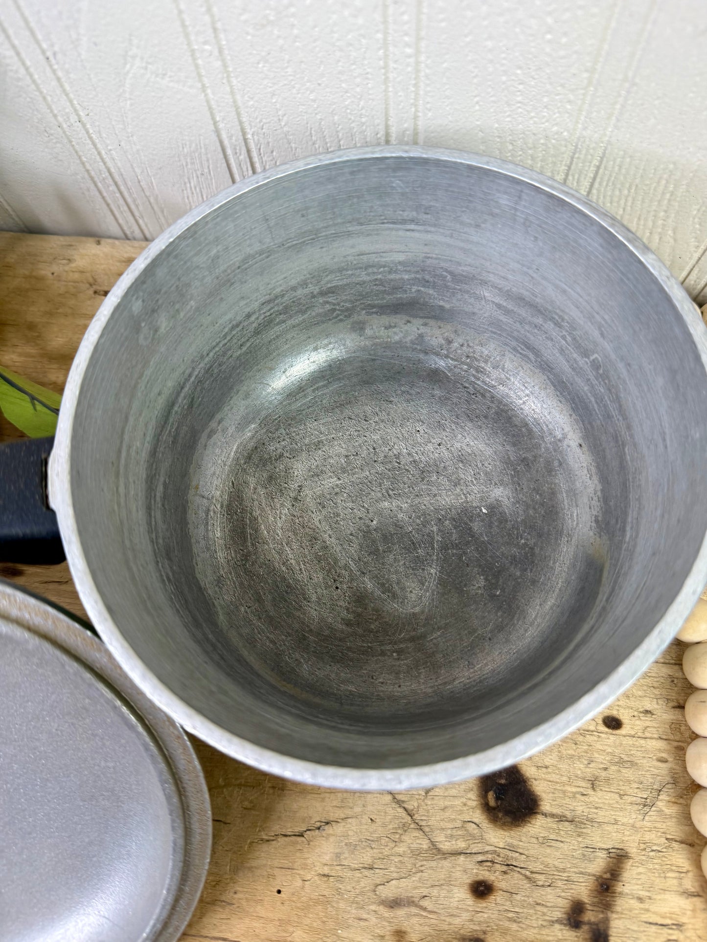 Vintage Mid-Century Club Aluminum Avocado Green Saucepan