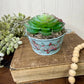 Upcycled Mini Washtub Faux Succulent Plant- Blue