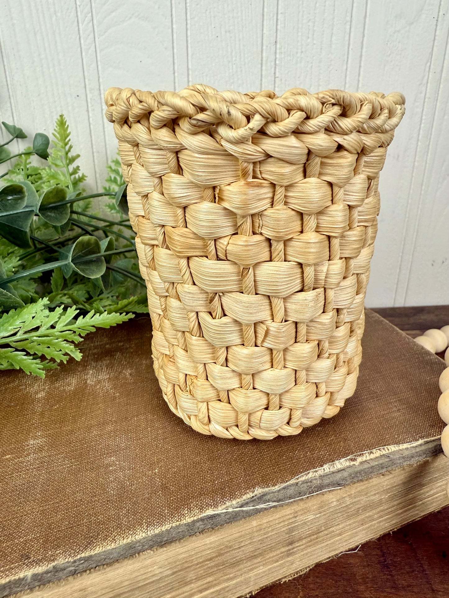 Vintage Chunky Wicker Pencil Holder