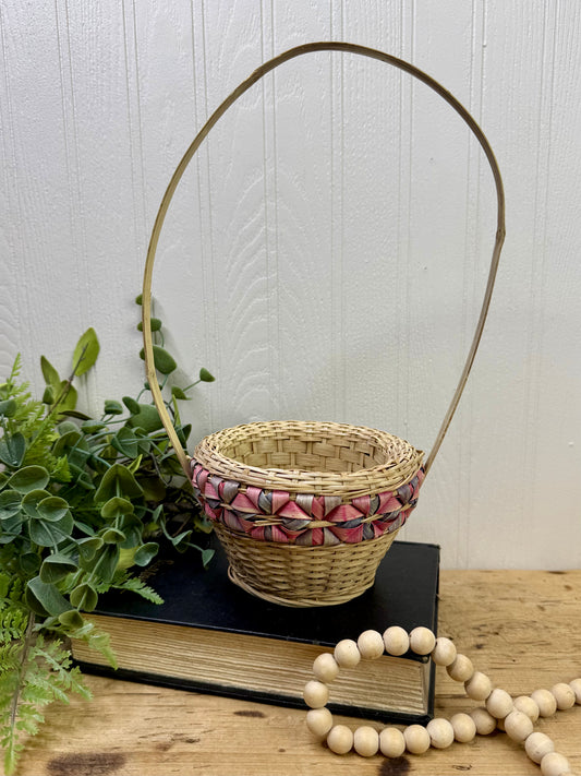 Vintage Handwoven Spring Basket
