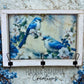 Handmade Upcycled Blue Bird Window Wall Art with Hanging Hooks- Shipping Included