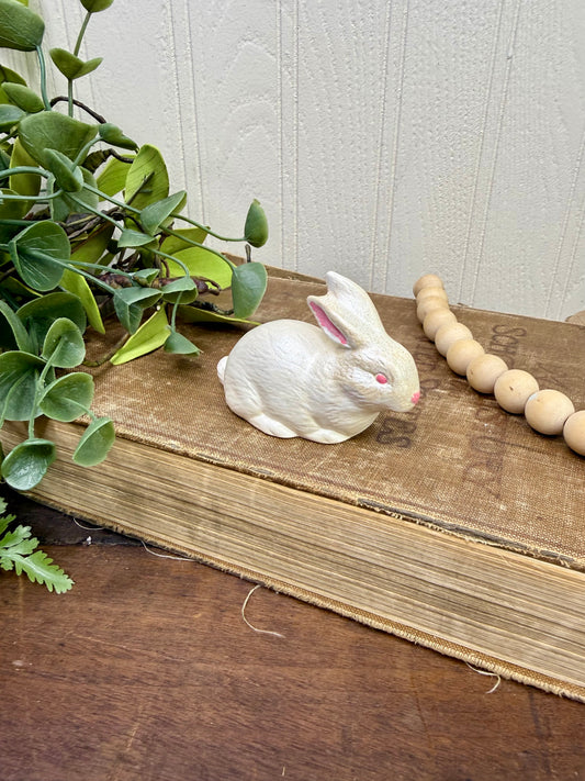 Vintage Mini Ceramic Laying Bunny Figurine