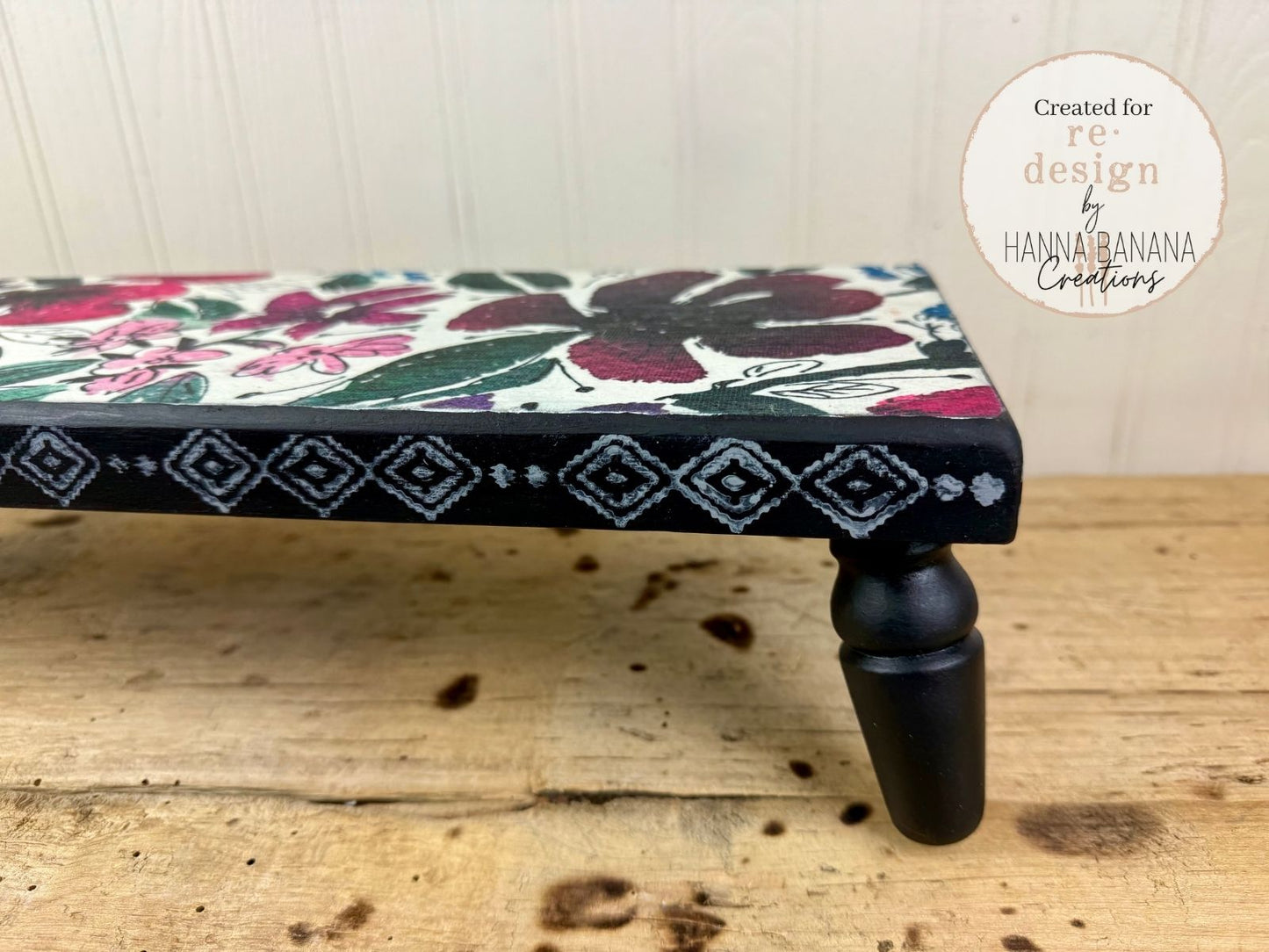 Handmade Upcycled Riser with Floral Decoupage Paper