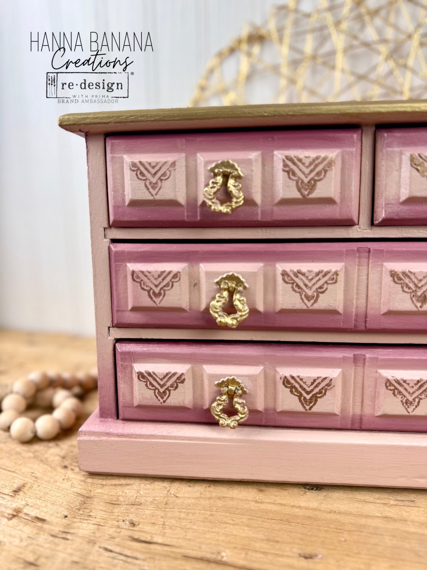 Hand Painted Pink & Burgundy Ombre Jewelry Box
