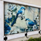 Handmade Upcycled Blue Bird Window Wall Art with Hanging Hooks- Shipping Included