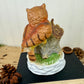 Vintage Ceramic Mama & Baby Owl Figurine