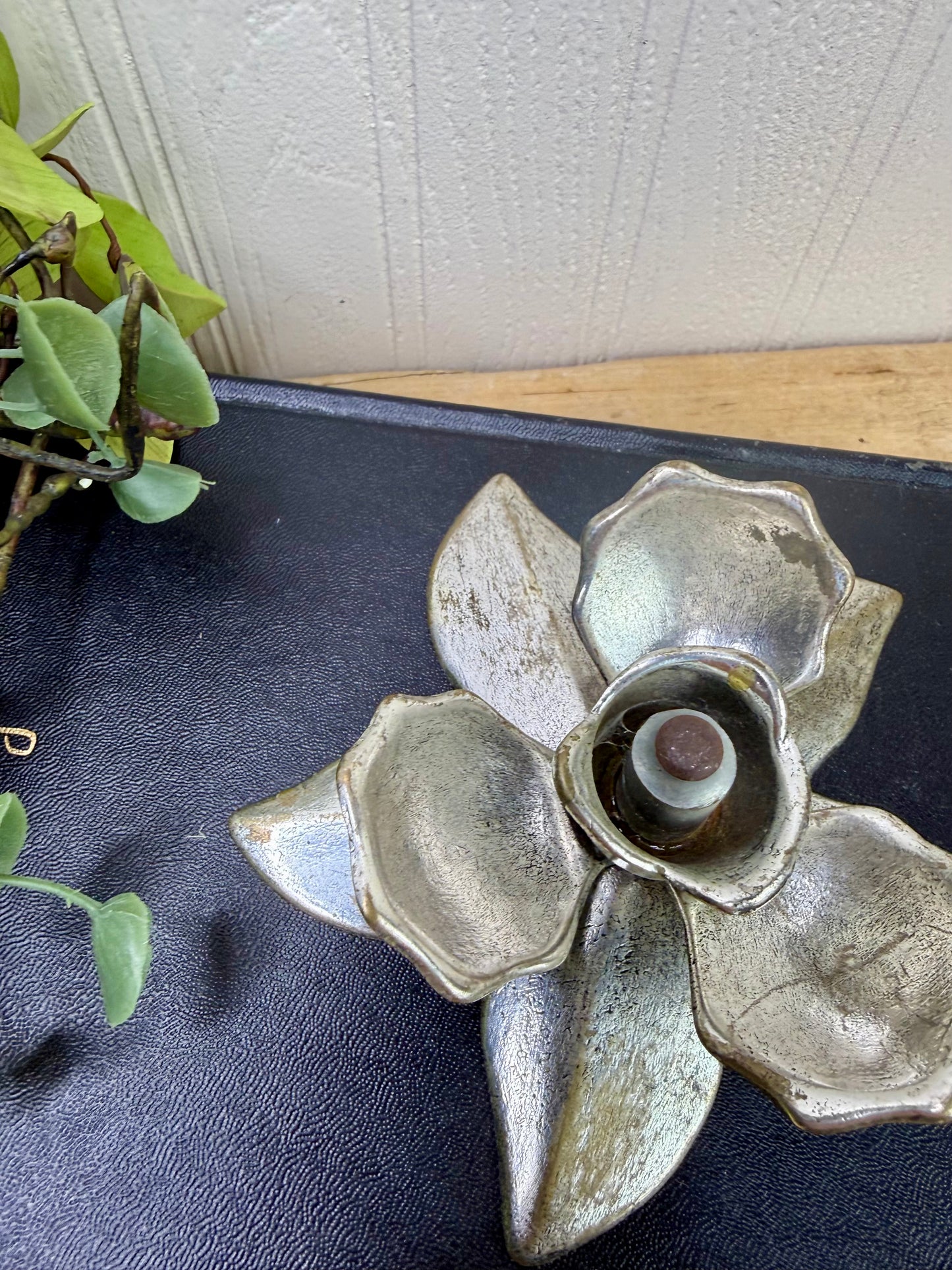 Vintage Brass Lotus Flower with Silver Finish