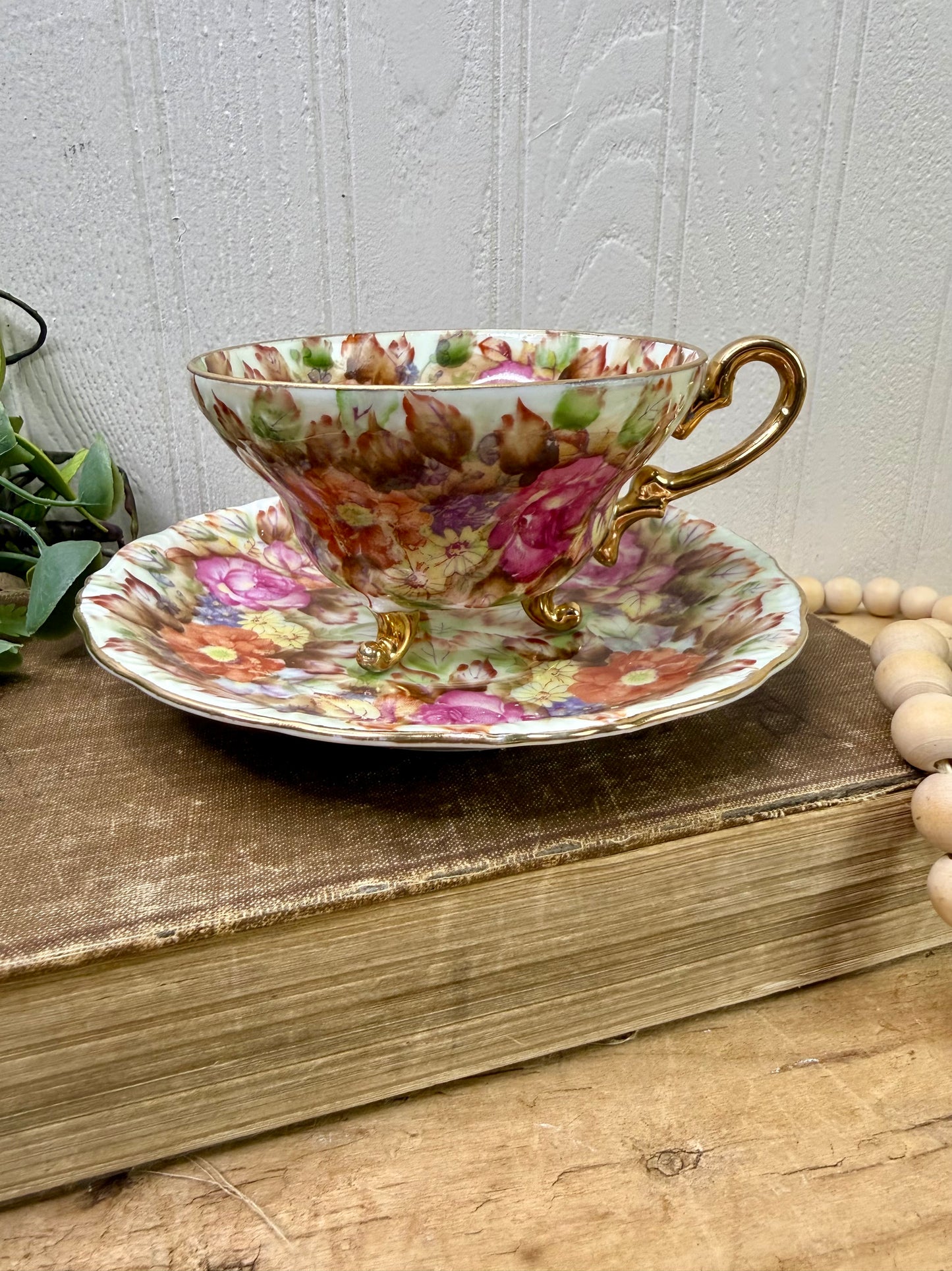 Vintage Norcrest Hand Painted Fine China Teacup & Saucer