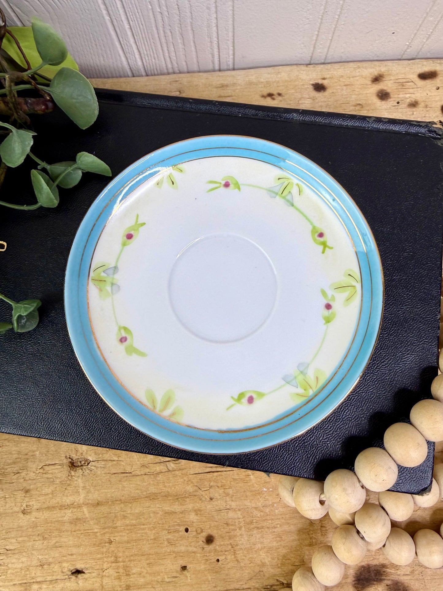 Vintage Nippon Teacup & Saucer Set with Hand Painted Roses