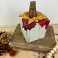 Handmade Block Beige Pumpkin with Spindle Stem