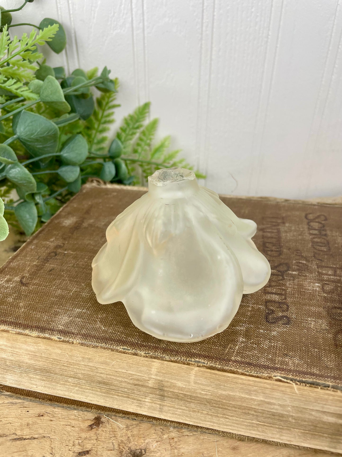 Vintage Frosted Glass Rose Perfume Bottle