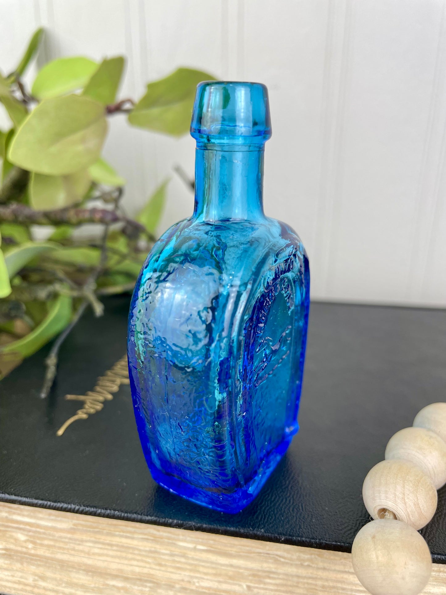 Vintage Miniature Blue Glass Bitters Bottle