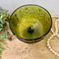 Vintage FTD Green Glass Pedestal Bowl