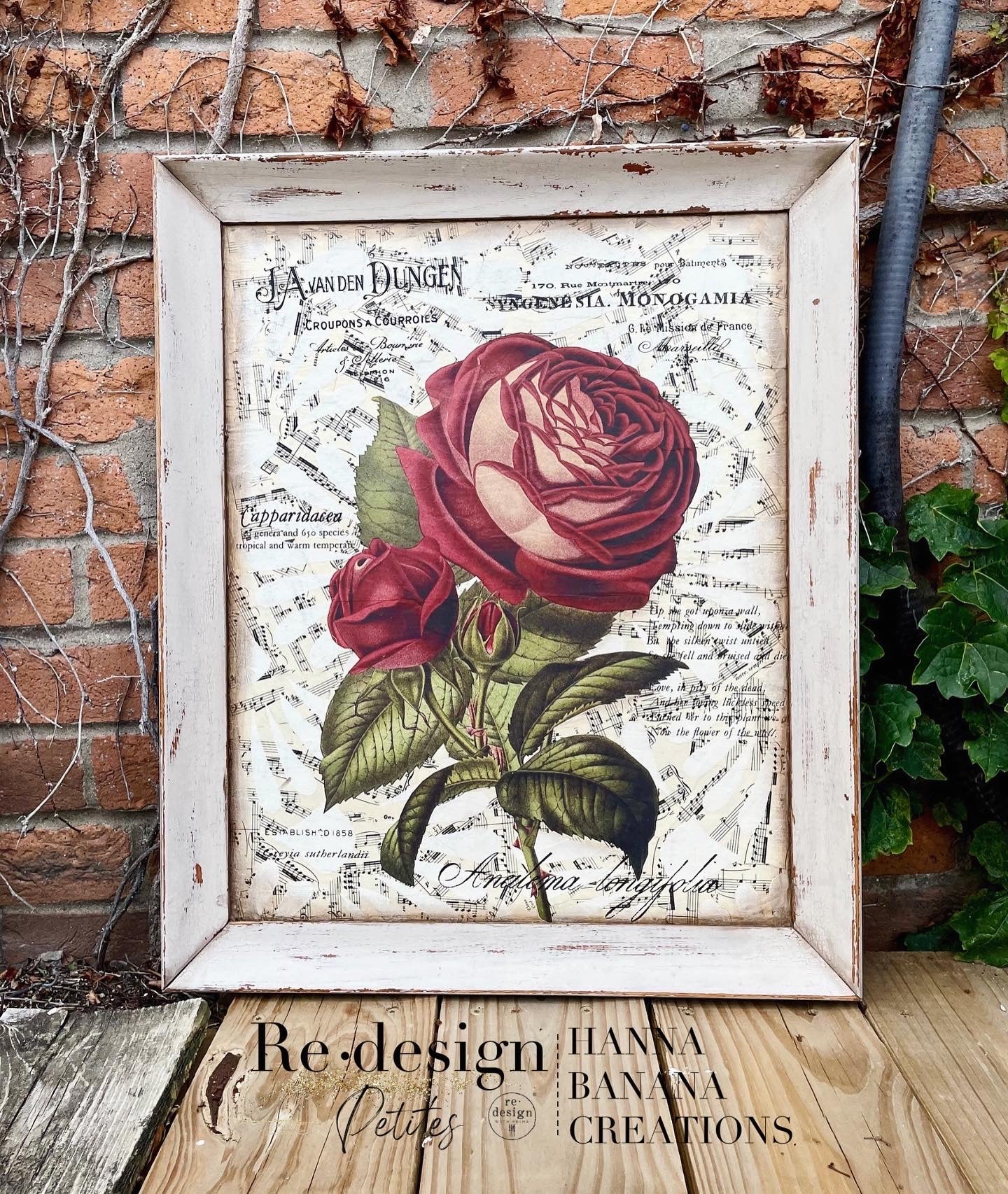 Handmade Upcycled Frame Wall Art with Rose