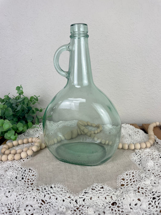 Vintage Blue/Green Wine Bottle with Handle