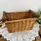 Vintage Rectangular Basket with Wood Handles