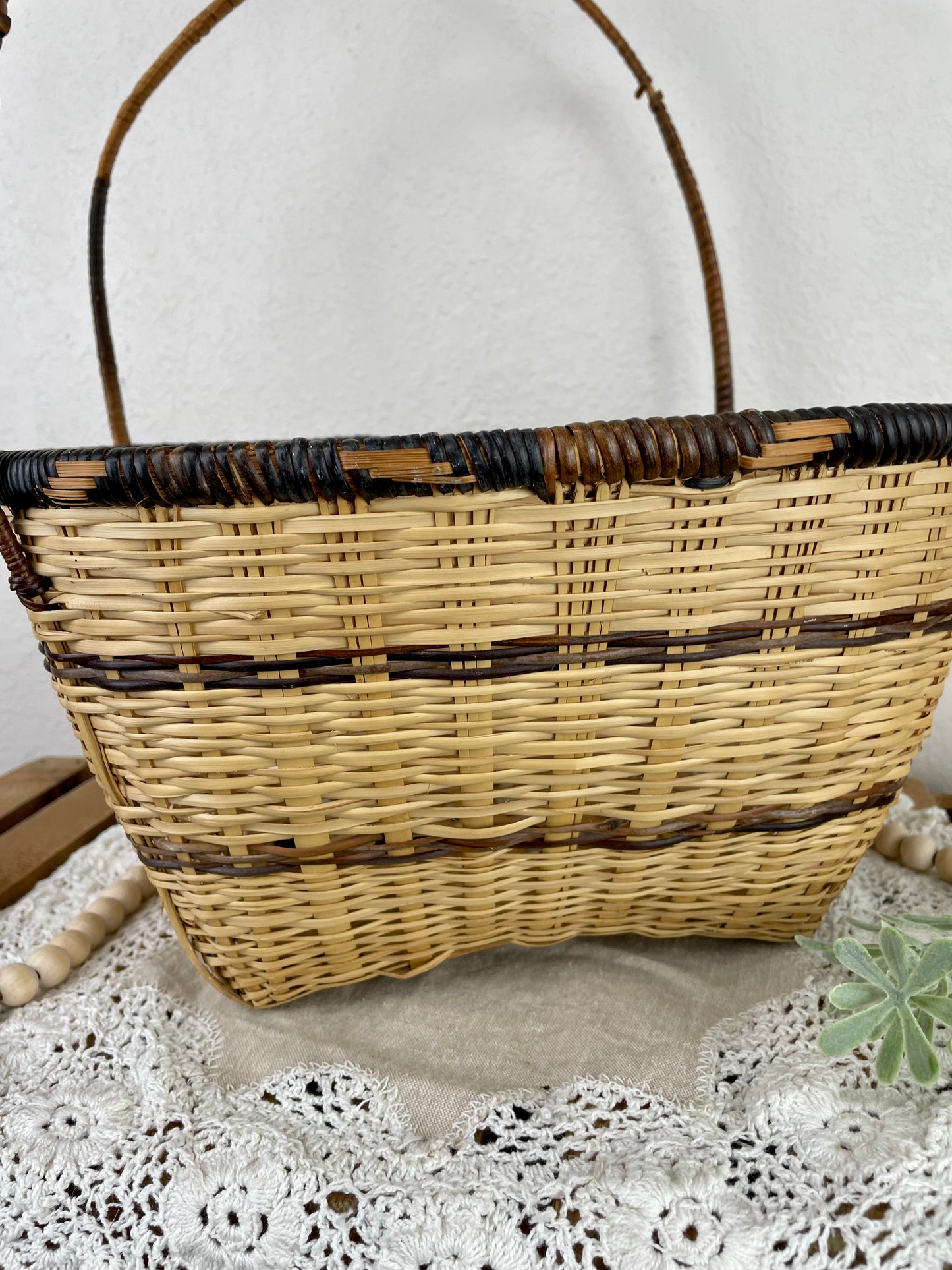 Vintage Basket with Long Handles