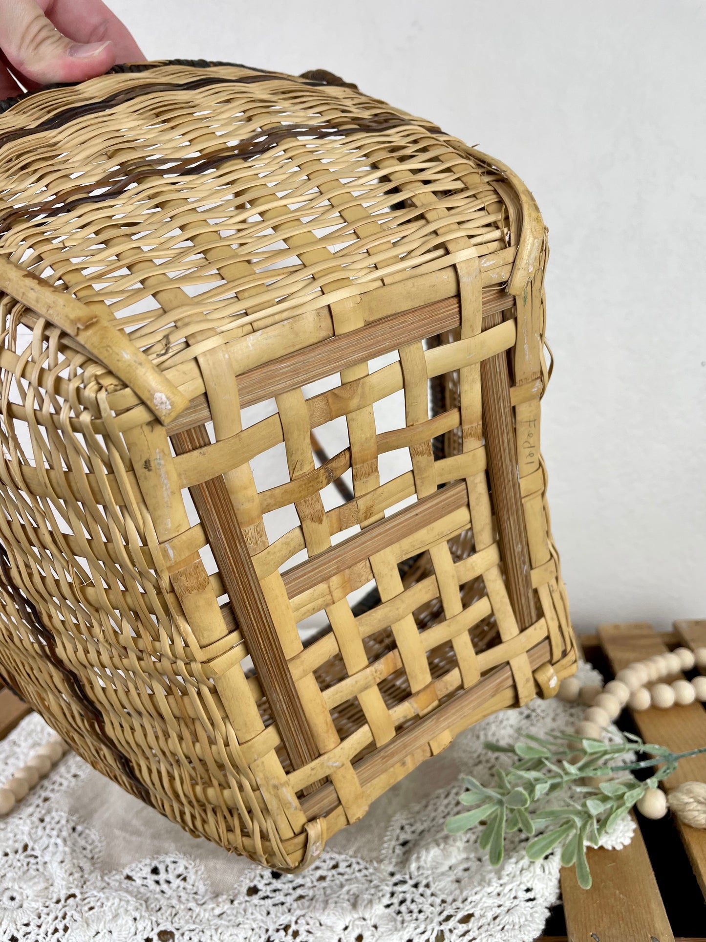 Vintage Basket with Long Handles