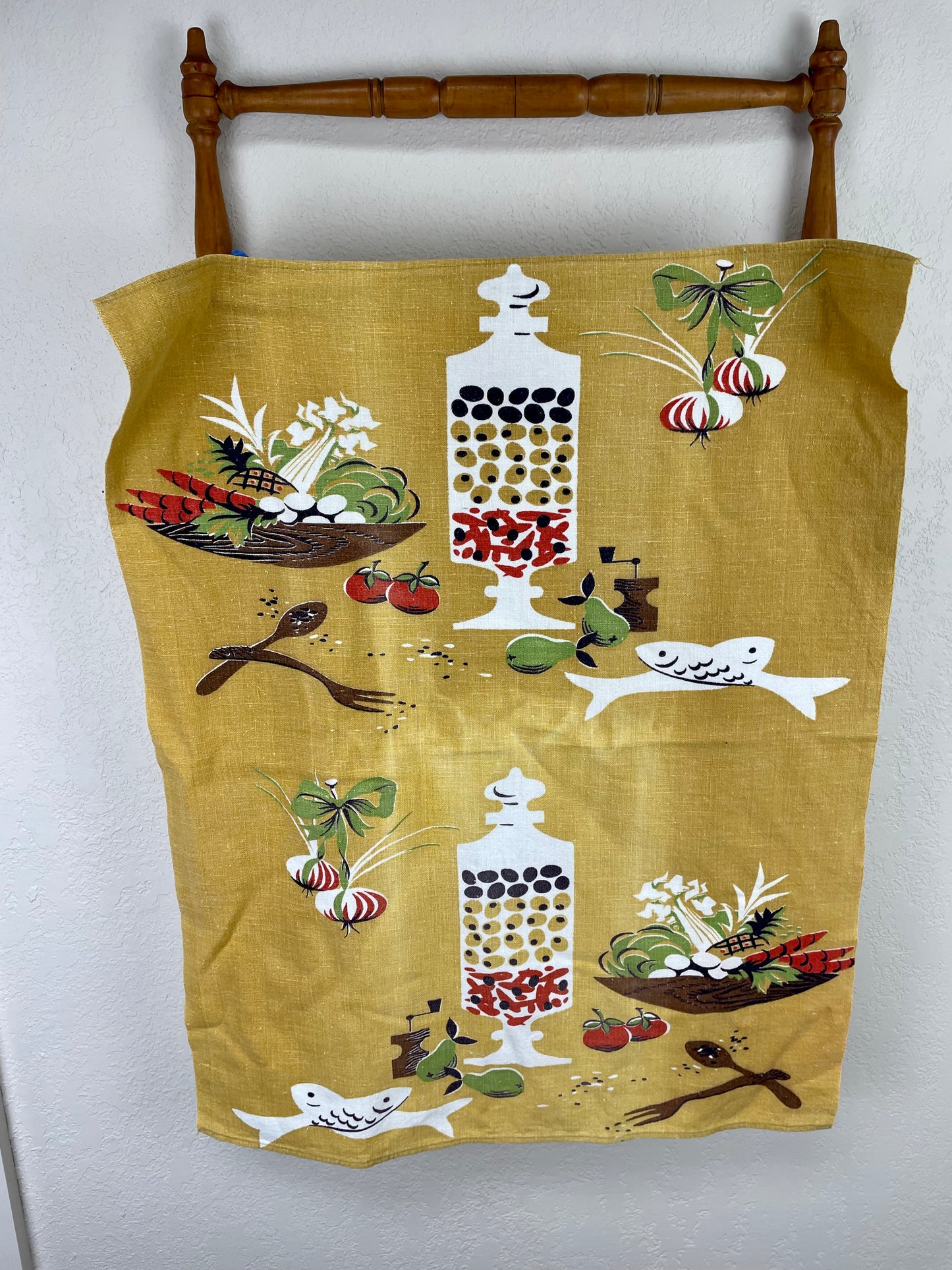 Vintage Yellow Mid-Century Tea Towel