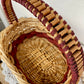 Vintage Red and Natural Wicker Basket with Handle