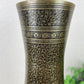 Vintage Etched Brass Tall Vase