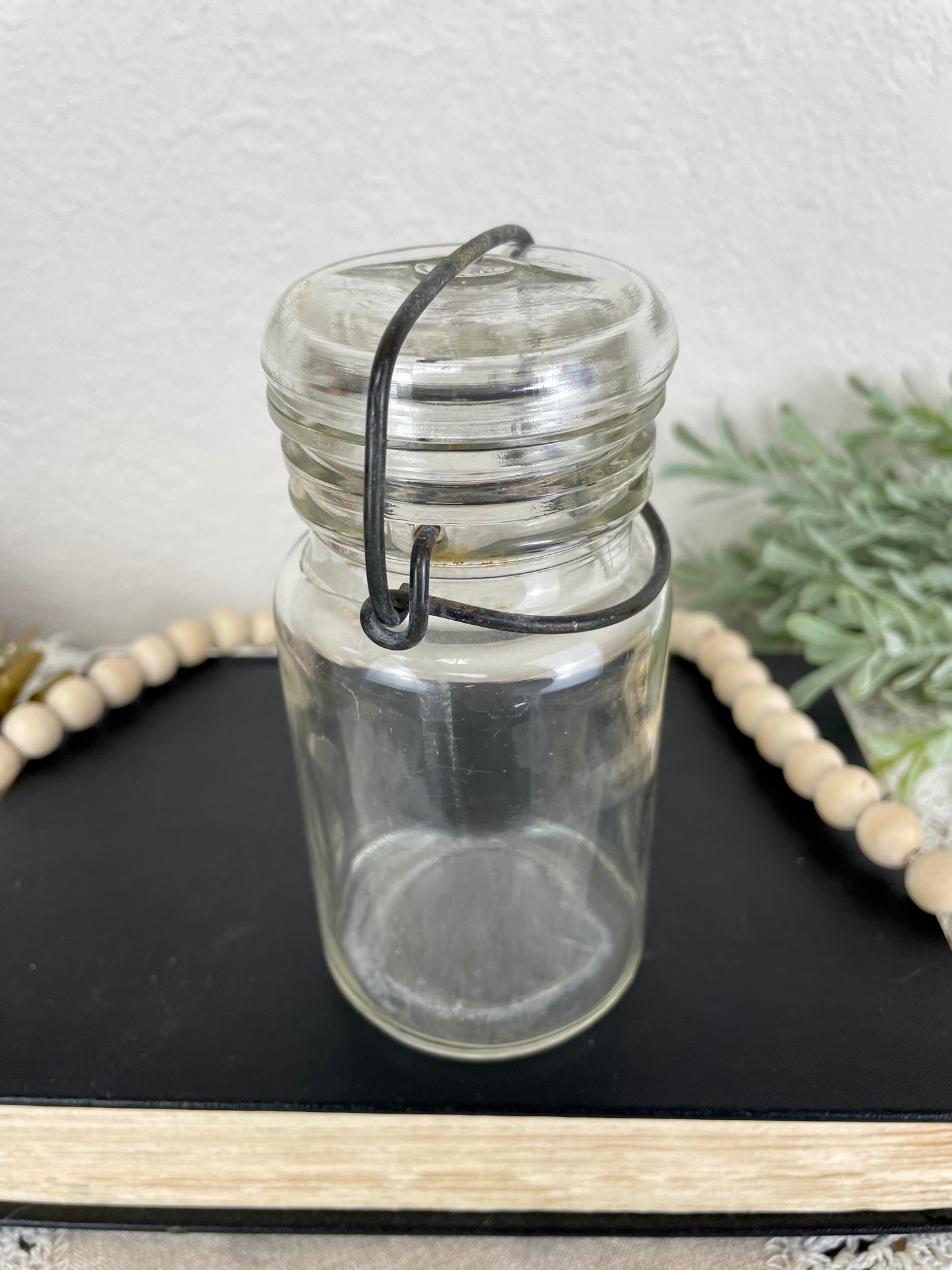 Vintage Glass Jar with Mini Flags