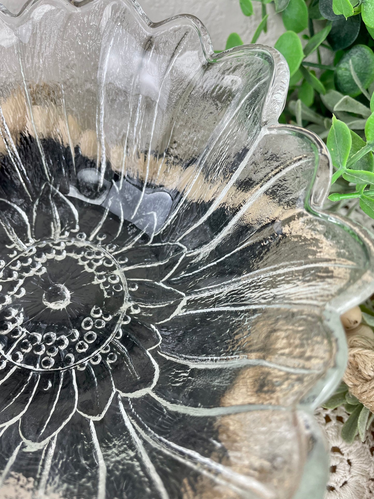 Vintage Glass Sunflower Bowl by Indiana Glass Co.