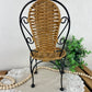 Vintage Miniature Metal and Rattan Chair