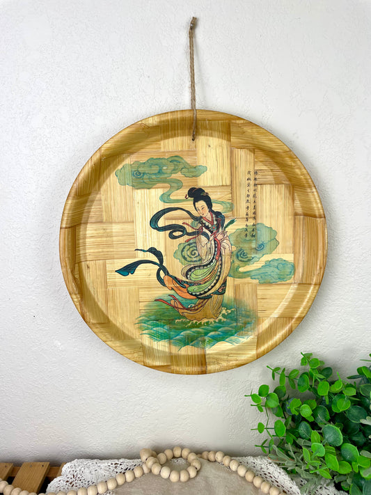 Vintage Asian Decorative Bamboo Plate