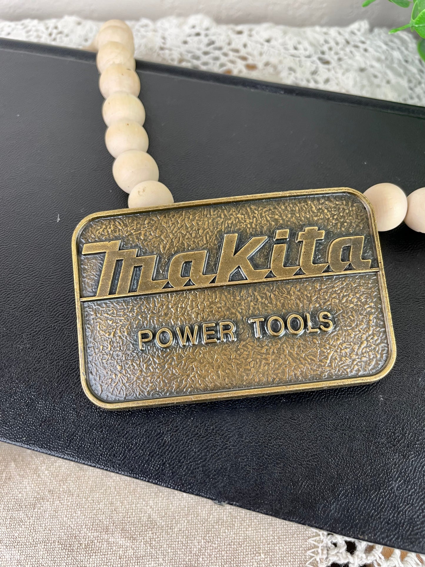 Vintage Solid Brass Makita Power Tools Belt Buckle