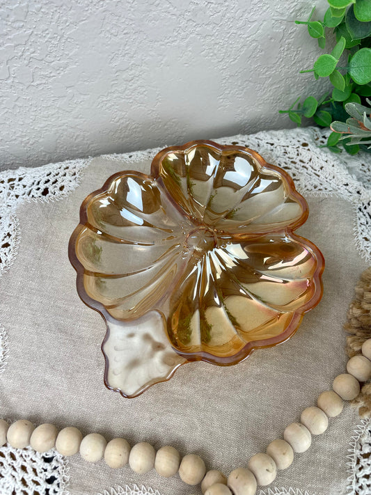 Vintage Marigold Carnival Glass Candy Dish by Jeannette Glass Co.