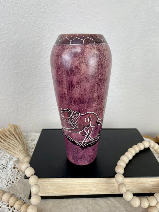 Vintage Marble Vase with Carved Designs