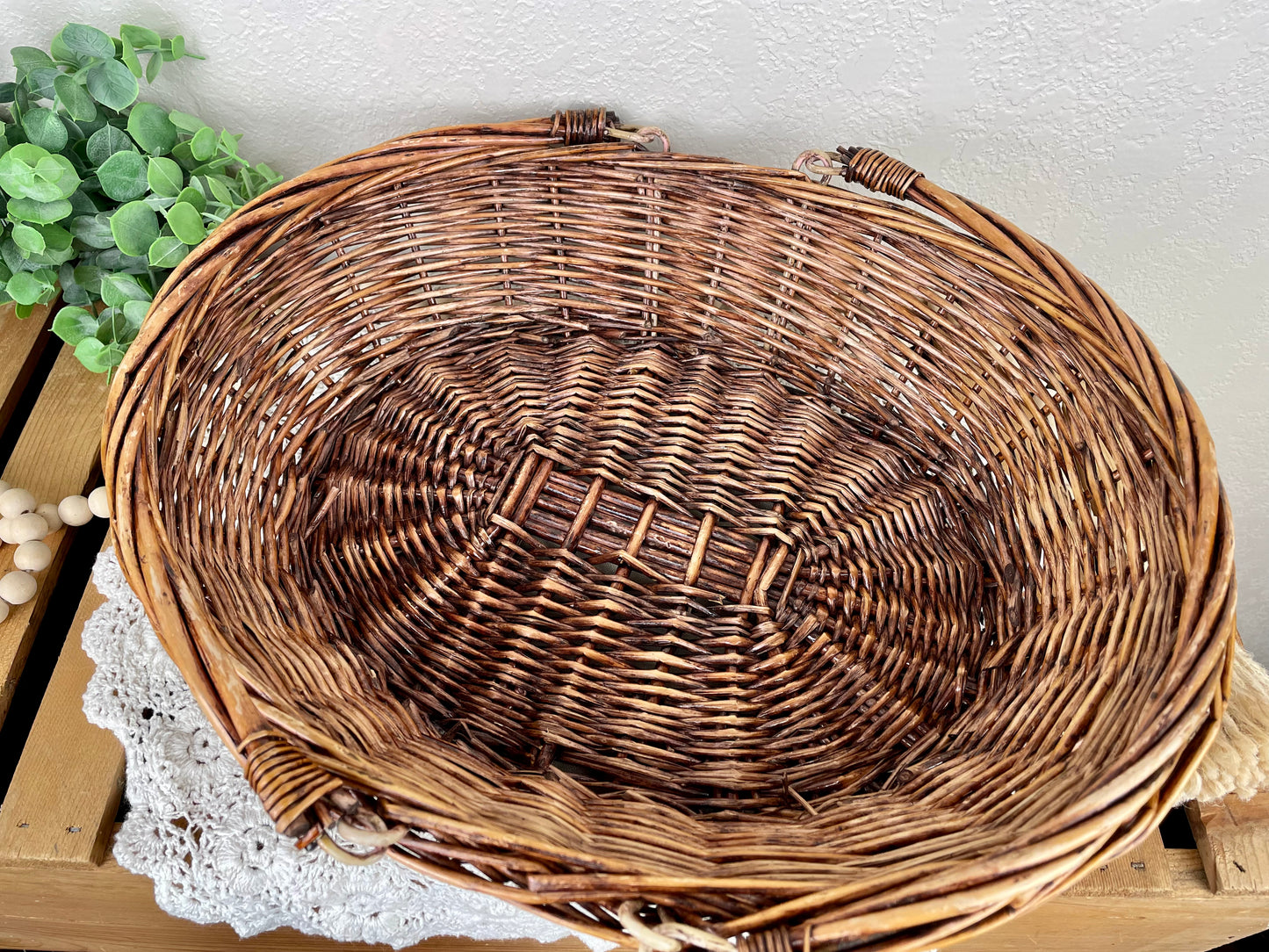 Vintage Oval Basket with Movable Handles