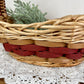 Vintage Red and Natural Wicker Basket with Handle