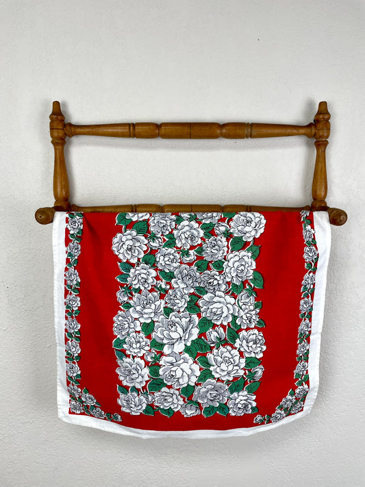 Vintage Red & White Floral Tea Towel